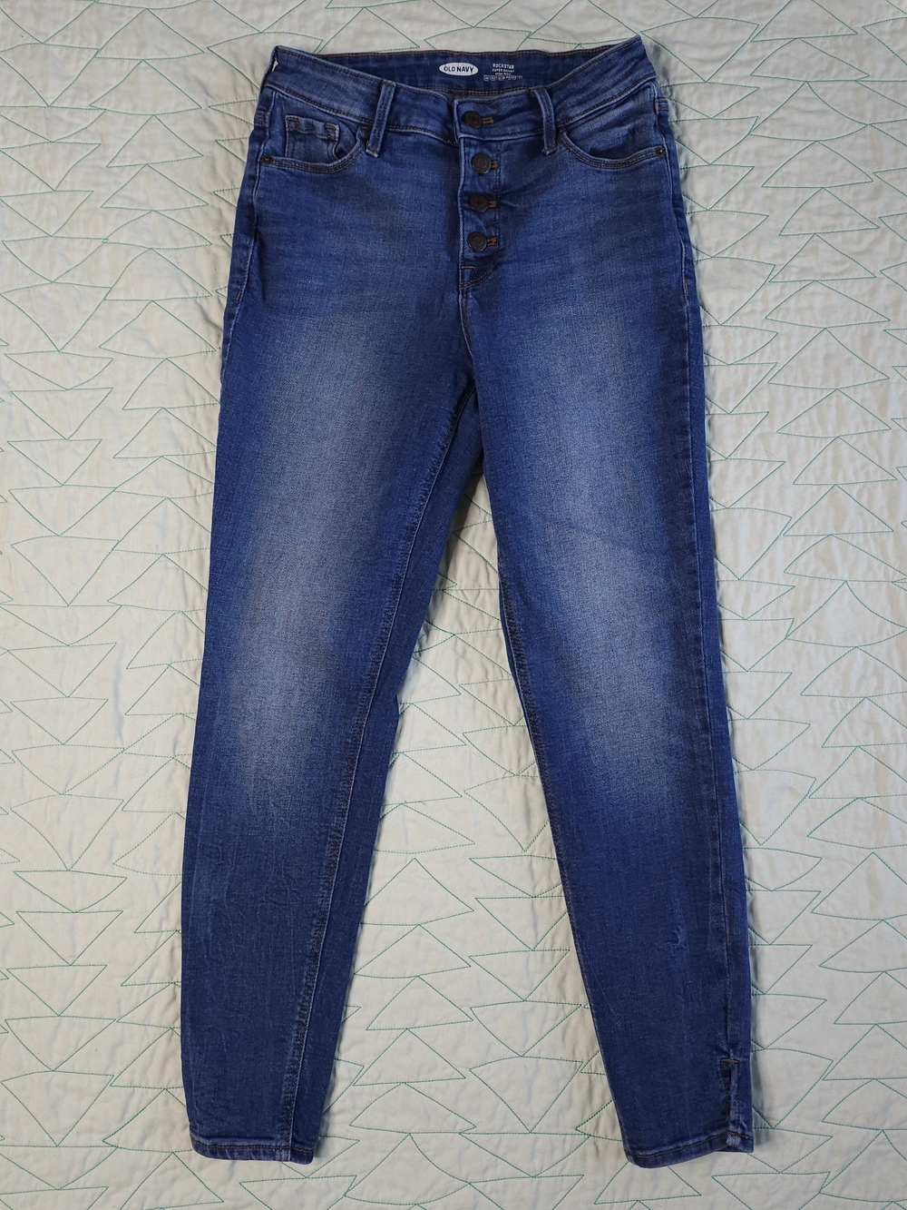Old Navy Blue Denim Rockstar Super Skinny Hi Rise Button Fly Jeans